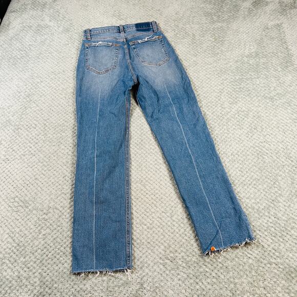 ABERCROMBIE & FITCH blue ankle straight ultra high rise raw hem jeans 26/2R - Picture 4 of 5